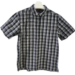 MOUNTAIN HARDWEAR Grey Plaid Short Sleeve Button Up Outdoor size m